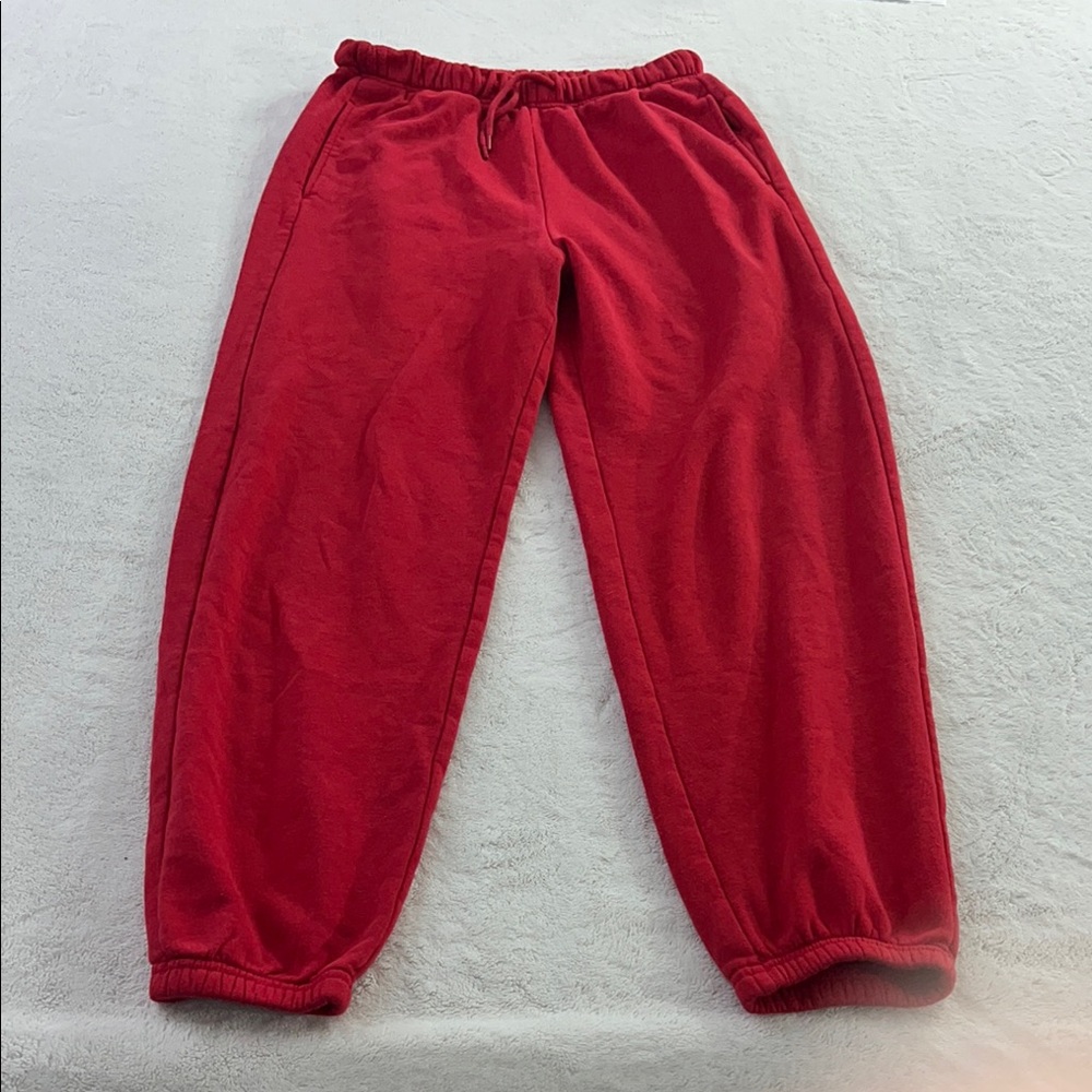 Old Navy Red Sweatpants Relaxed Fit Elastic Cuffs